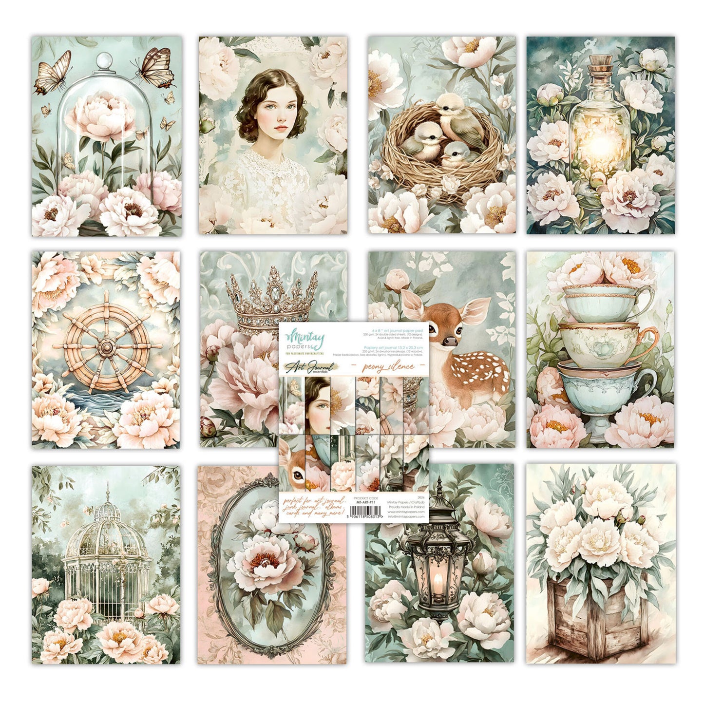 Mintay Art Journal Paper Pad 6x8 Inch Peony Silence