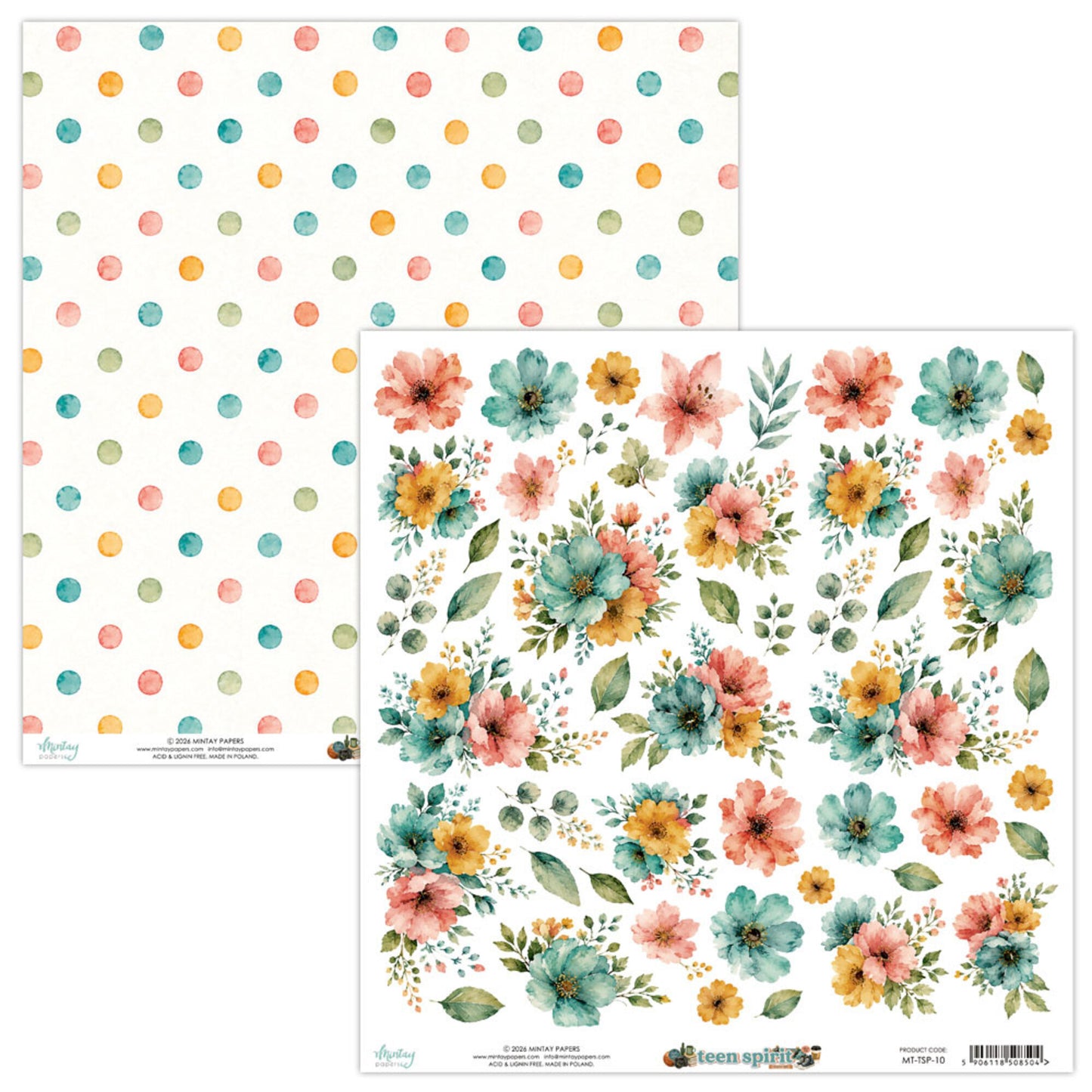Mintay Teen Spirit 12x12 Inch Fussy Cut Floral Paper