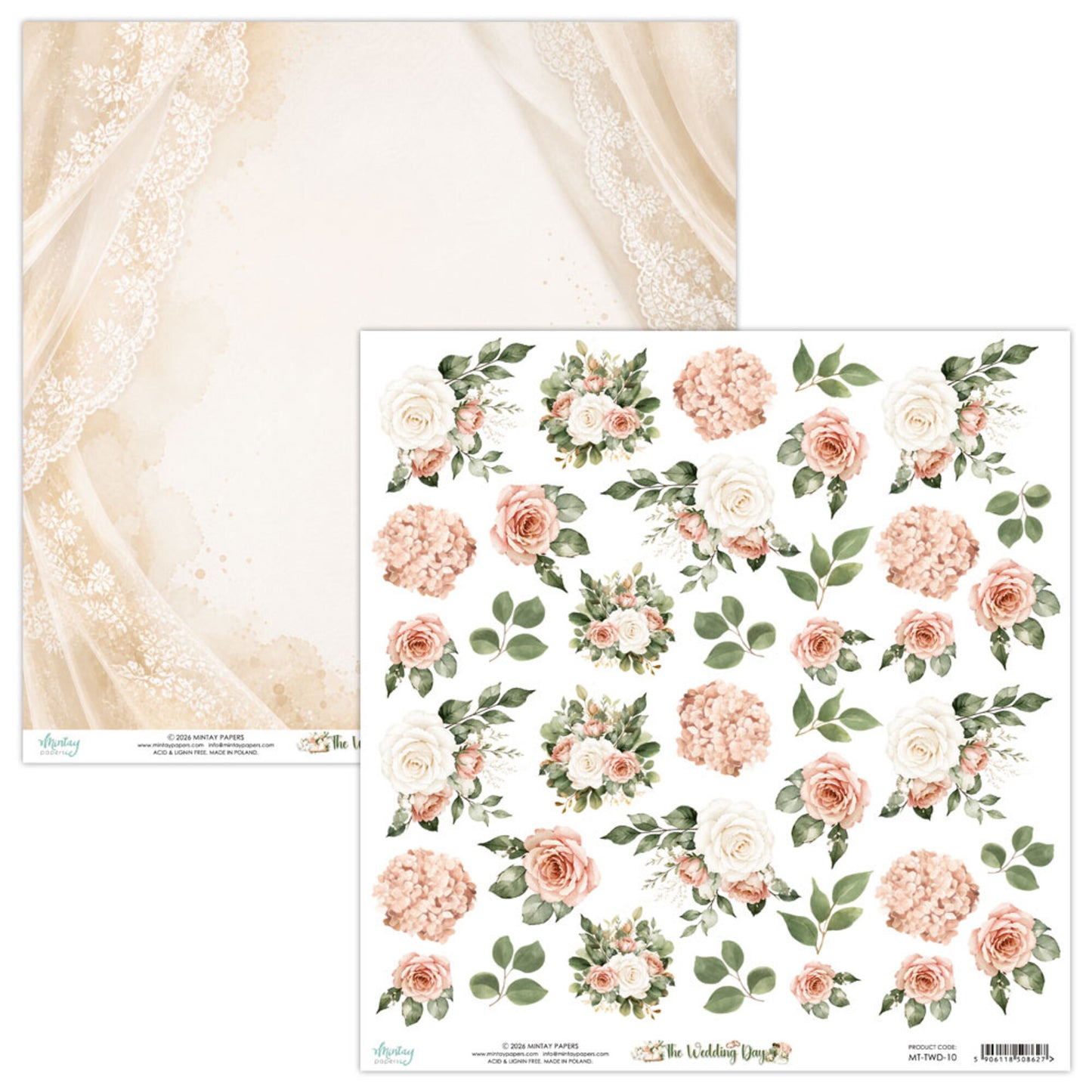 Mintay The Wedding Day 12x12 Inch Fussy Cut Floral Paper