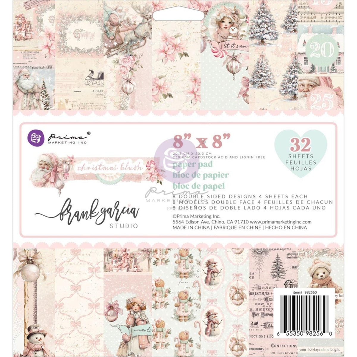Prima Marketing Christmas Blush 8x8 Inch Paper Pad by Frank Garcia
