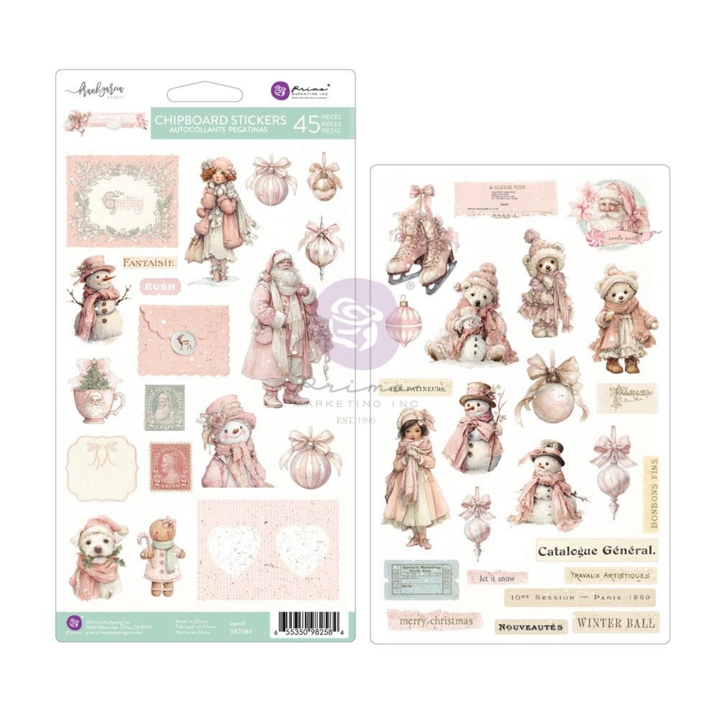 Prima Marketing Christmas Blush Chipboard Stickers by Frank Garcia