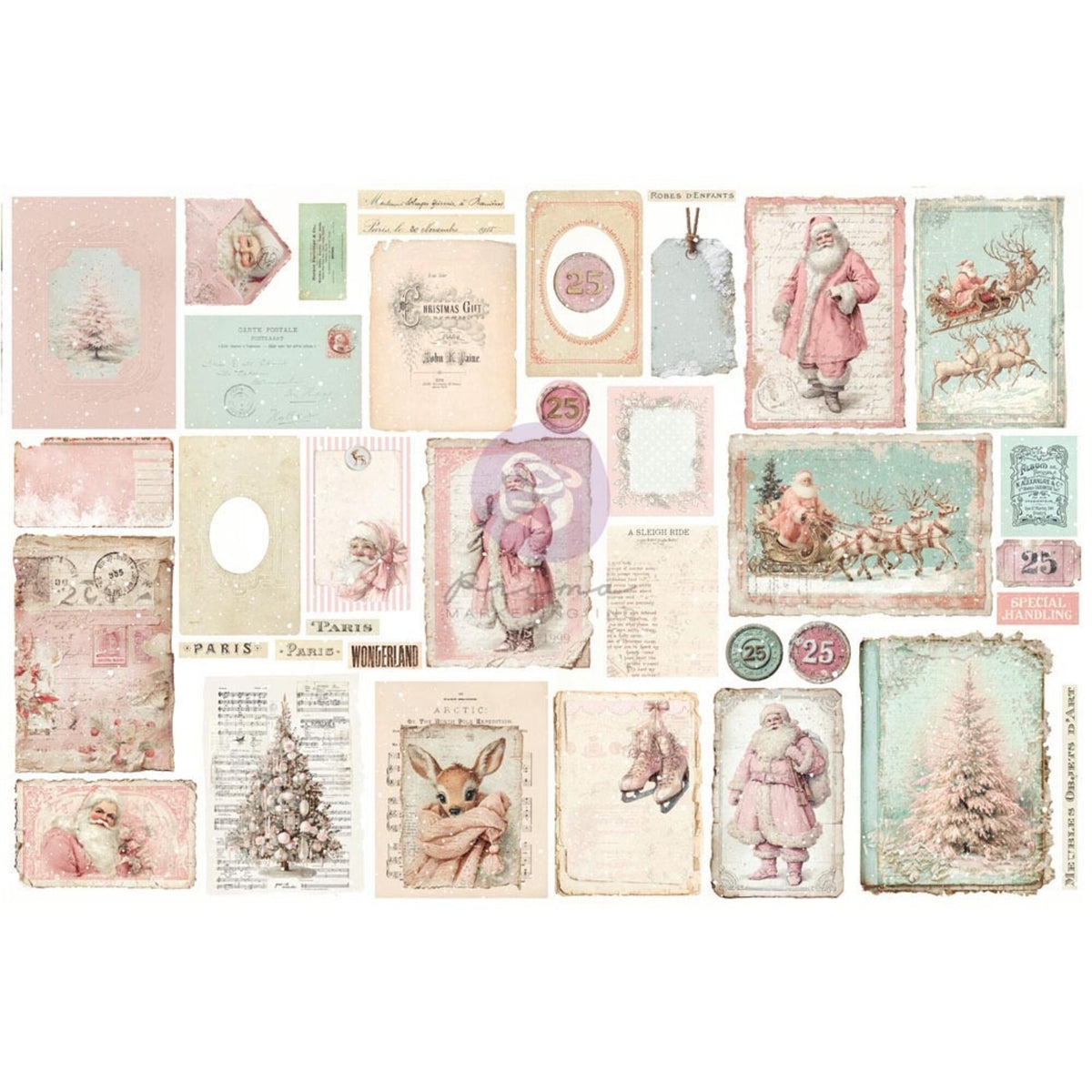 Prima Marketing Christmas Blush Ephemera Junk Journal Kit (76pcs) by Frank Garcia