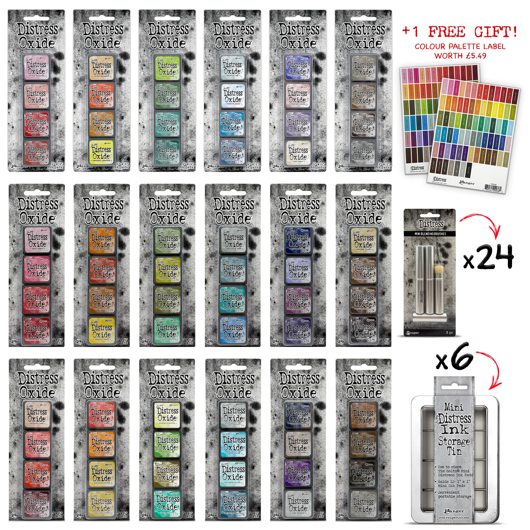 Ranger Tim Holtz Distress® Mini Oxide Ink Pads Kits 1-18 + 6 Storage T ...