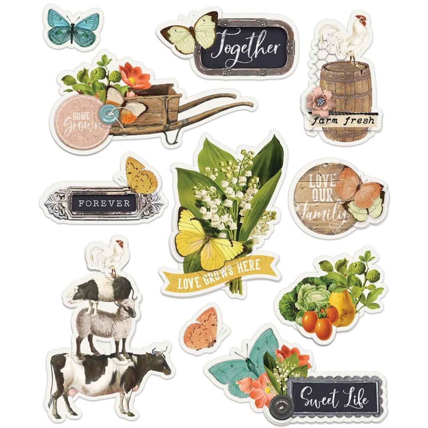 Simple Stories Simple Vintage Farmhouse Garden Layered Stickers