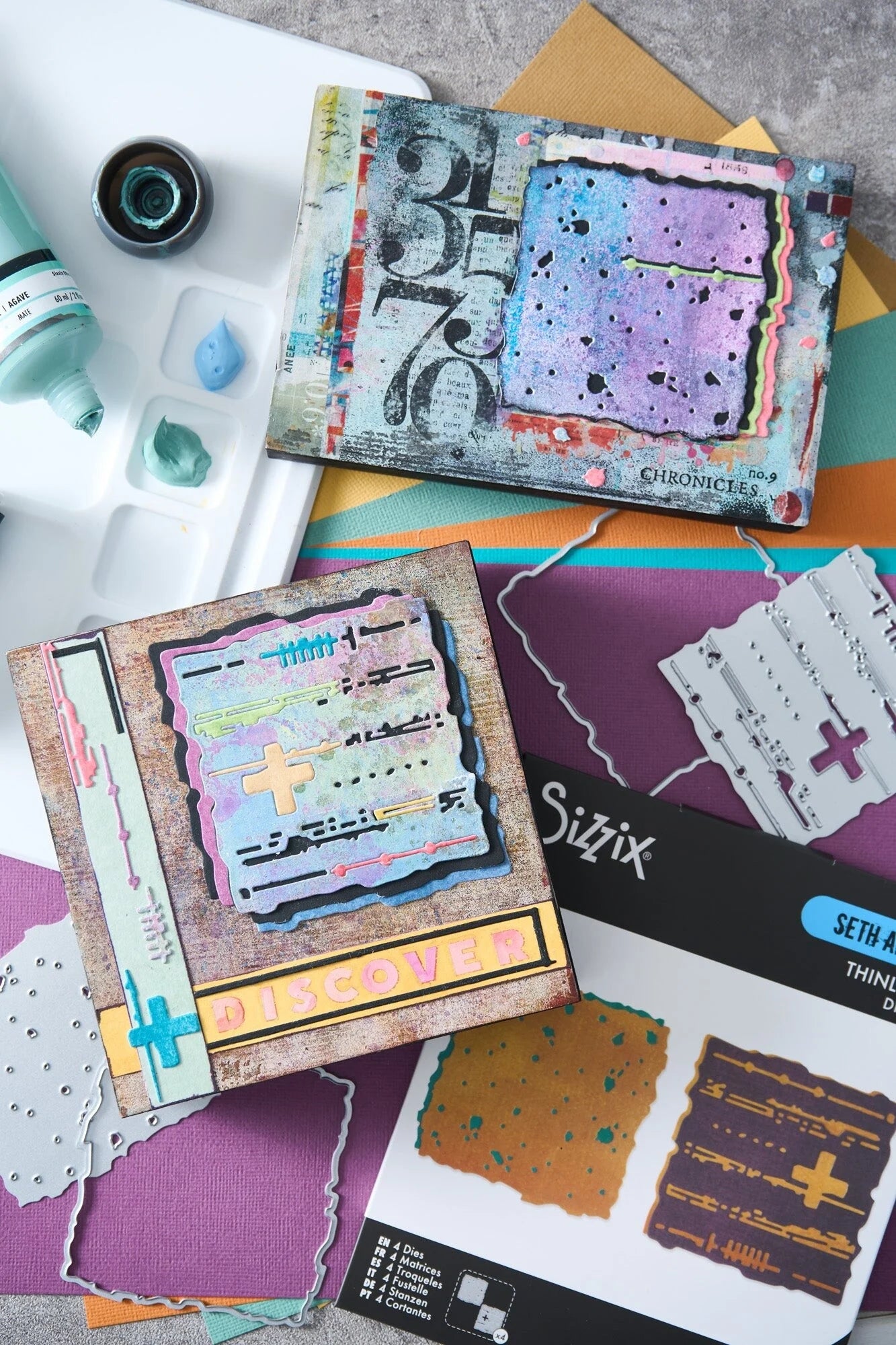 Sizzix Thinlits Dies & Multi-Level Embossing Folder by Seth Apter Bundle