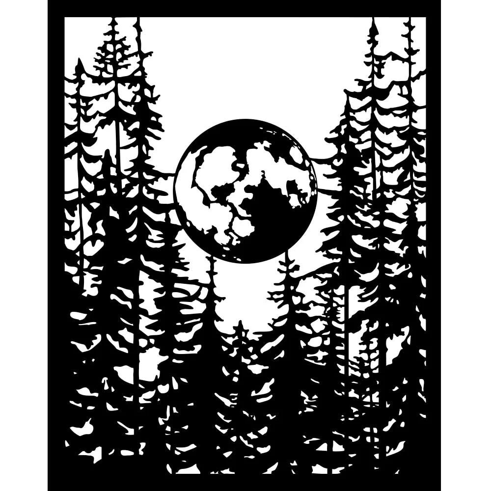 Stamperia Herbarium Silvae Thick Stencil 20x25cm Moon in the Forest