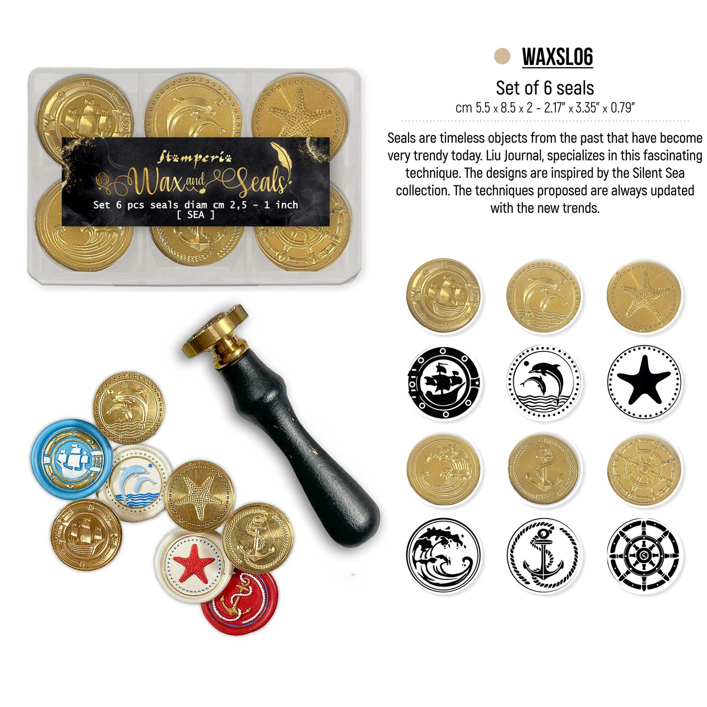 Stamperia Wax and Seals - Set 6 Seals - Silent Sea