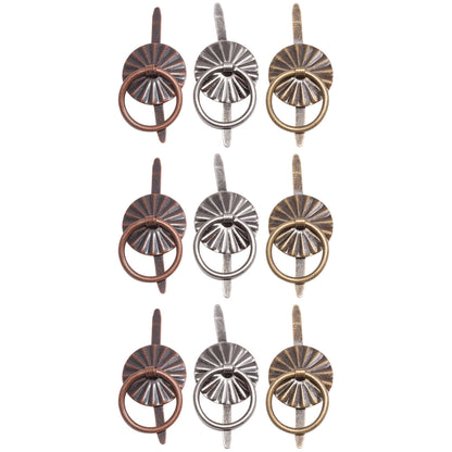 Idea-Ology Tim Holtz Metal Ring W/Brad Fastener .25" 9 Pcs - Antique Nickel, Brass & Copper