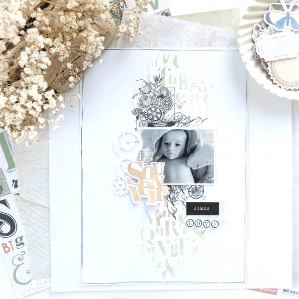 Les Ateliers De Karine Vintage Journal - 15x15cm Stencil - Des Chiffres & Des Lettres (Numbers & Letters)