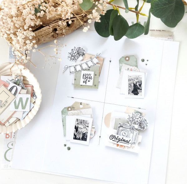 Les Ateliers De Karine Vintage Journal - Pack of 6 Printed Papers + 1 Acetate