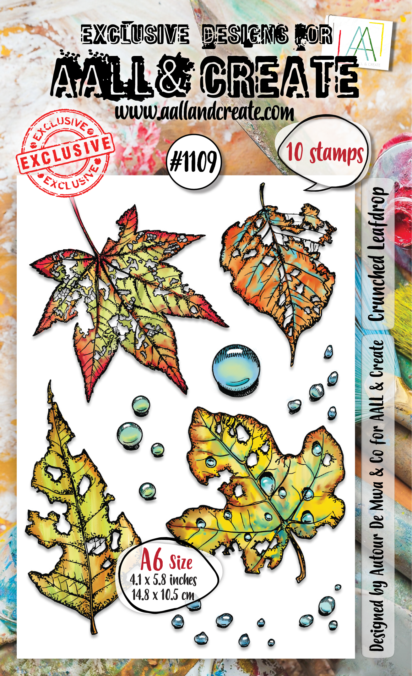 #1109 - A6 Stamp Set - Crunched Leafdrop