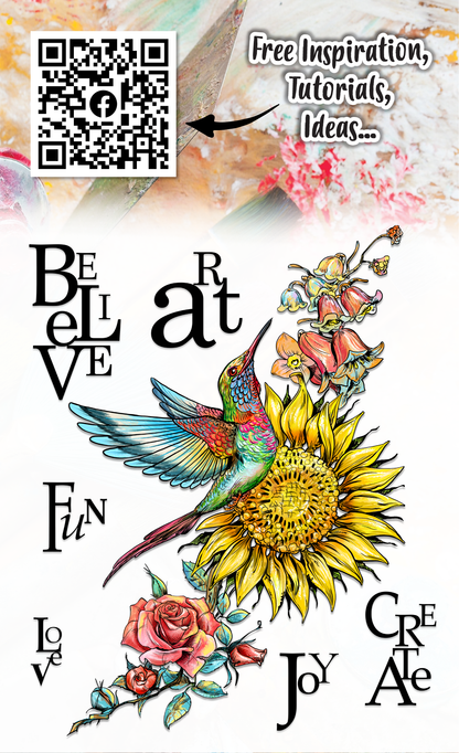 #1146 - A6 Stamp Set - Sunflower Hummingbird