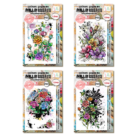 4x A7 Stamp sets - Flowers Bundle