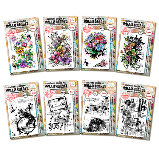 8x A7 Stamp sets - Flowers & Background designs