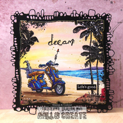 #1185 - A6 Stamp Set - Beach Bikers