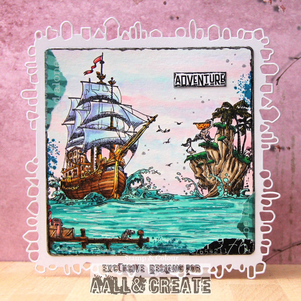 #1186 - A6 Stamp Set - Pelican Galleon