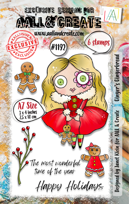 #1192 - A7 Stamp Set - Ginger's Gingerbread