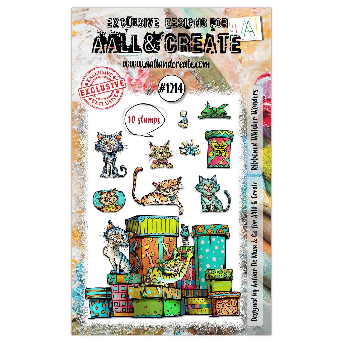 #1214 - A6 Stamp Set - Ribboned Whisker Wonders