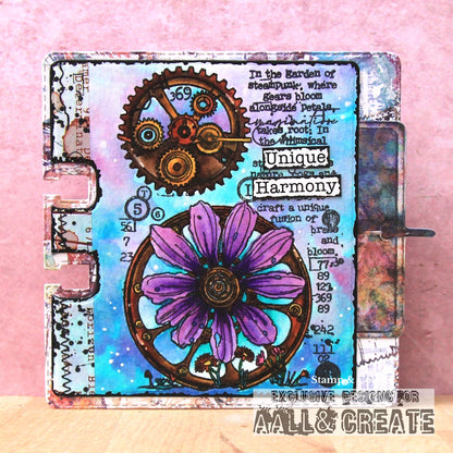 3 x A7 Stamps - Edison Glow, Garden Gears & Retro Scripts