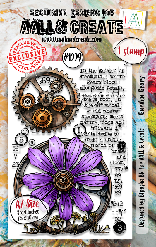 #1229 - A7 Stamp Set - Garden Gears