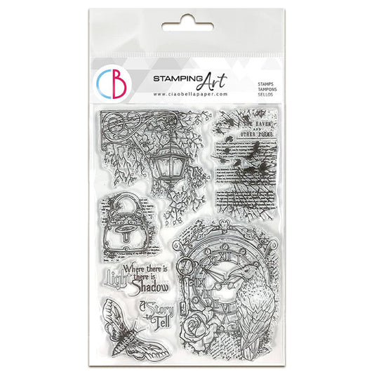 Ciao Bella Cabinet of Curiosities 6x8 Inch Clear Stamps The Raven