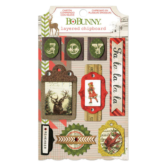 Bo Bunny Christmas Collage Layered Chipboard