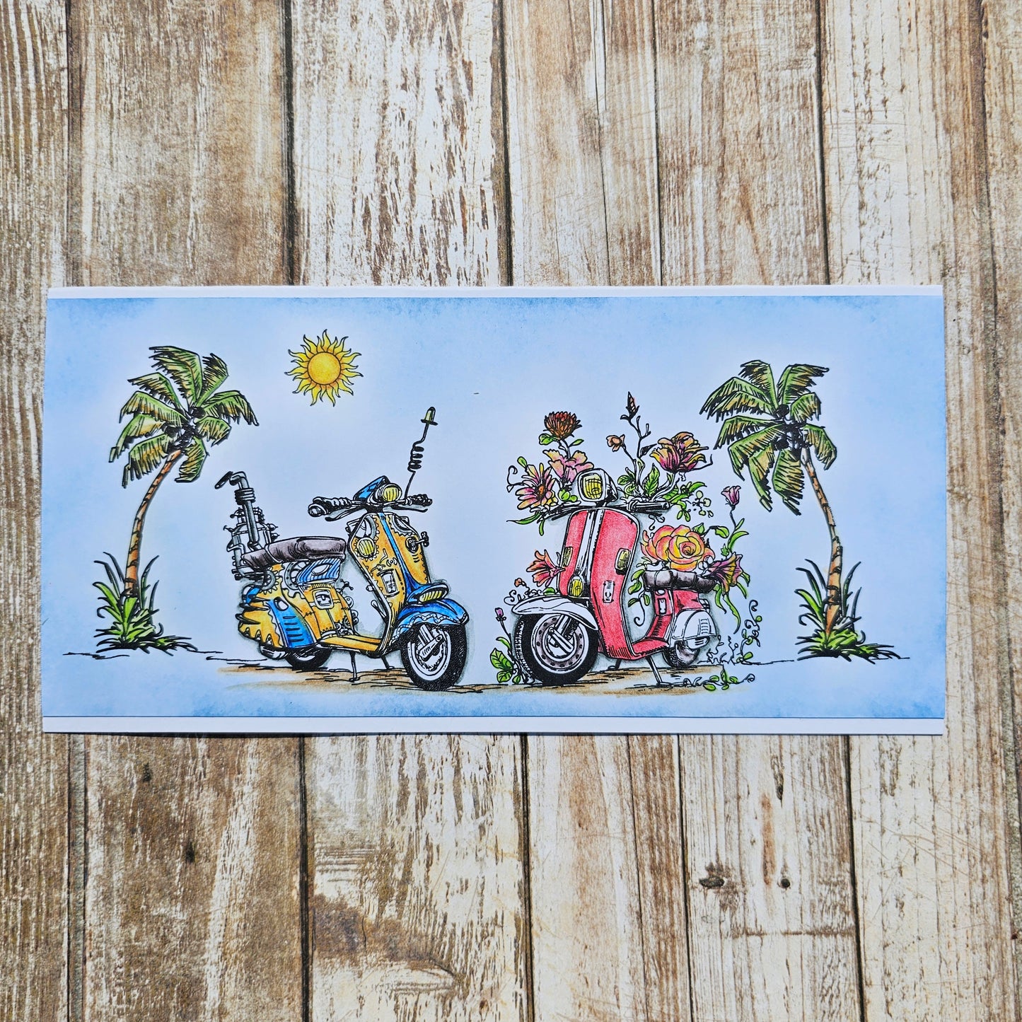 #1185 - A6 Stamp Set - Beach Bikers