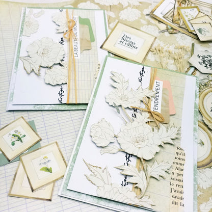 Les Ateliers De Karine Vintage Journal - Pack of 6 Printed Papers + 1 Acetate