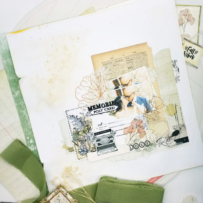 Les Ateliers De Karine Vintage Journal - Pack of 6 Printed Papers + 1 Acetate