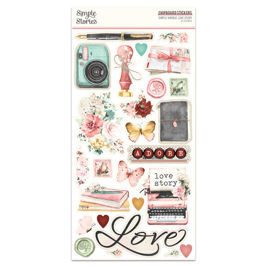 Simple Stories Simple Vintage Love Story Chipboard Stickers