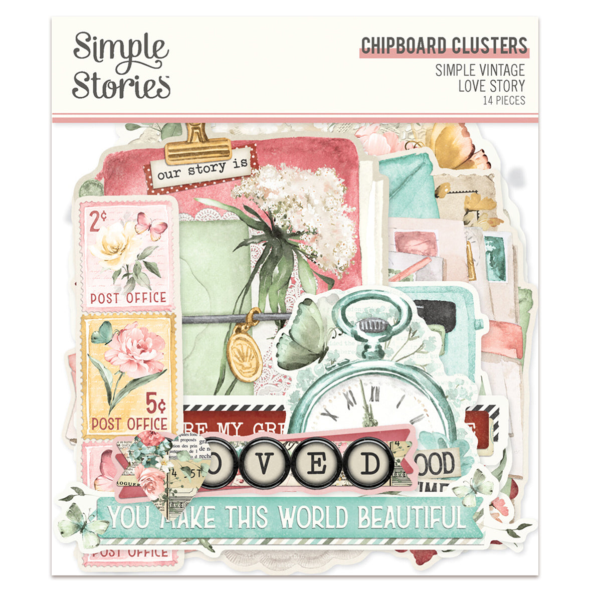 Simple Stories Simple Vintage Love Story Chipboard Clusters
