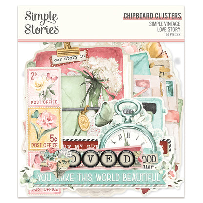 Simple Stories Simple Vintage Love Story Chipboard Clusters