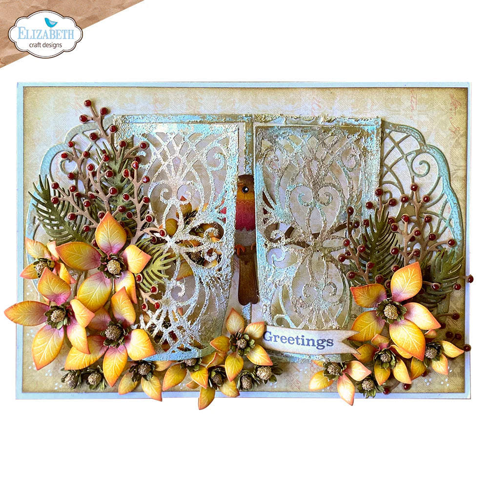 Elizabeth Craft Designs Festive Holly - Lantern & Poinsettia Die Bundle