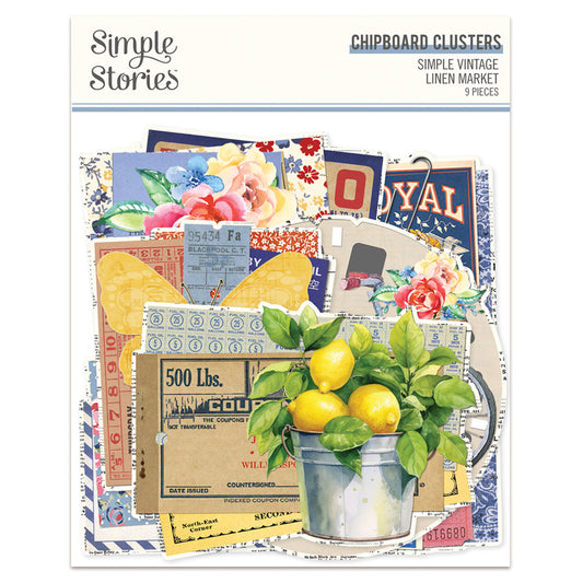 Simple Stories Simple Vintage Linen Market Chipboard Clusters