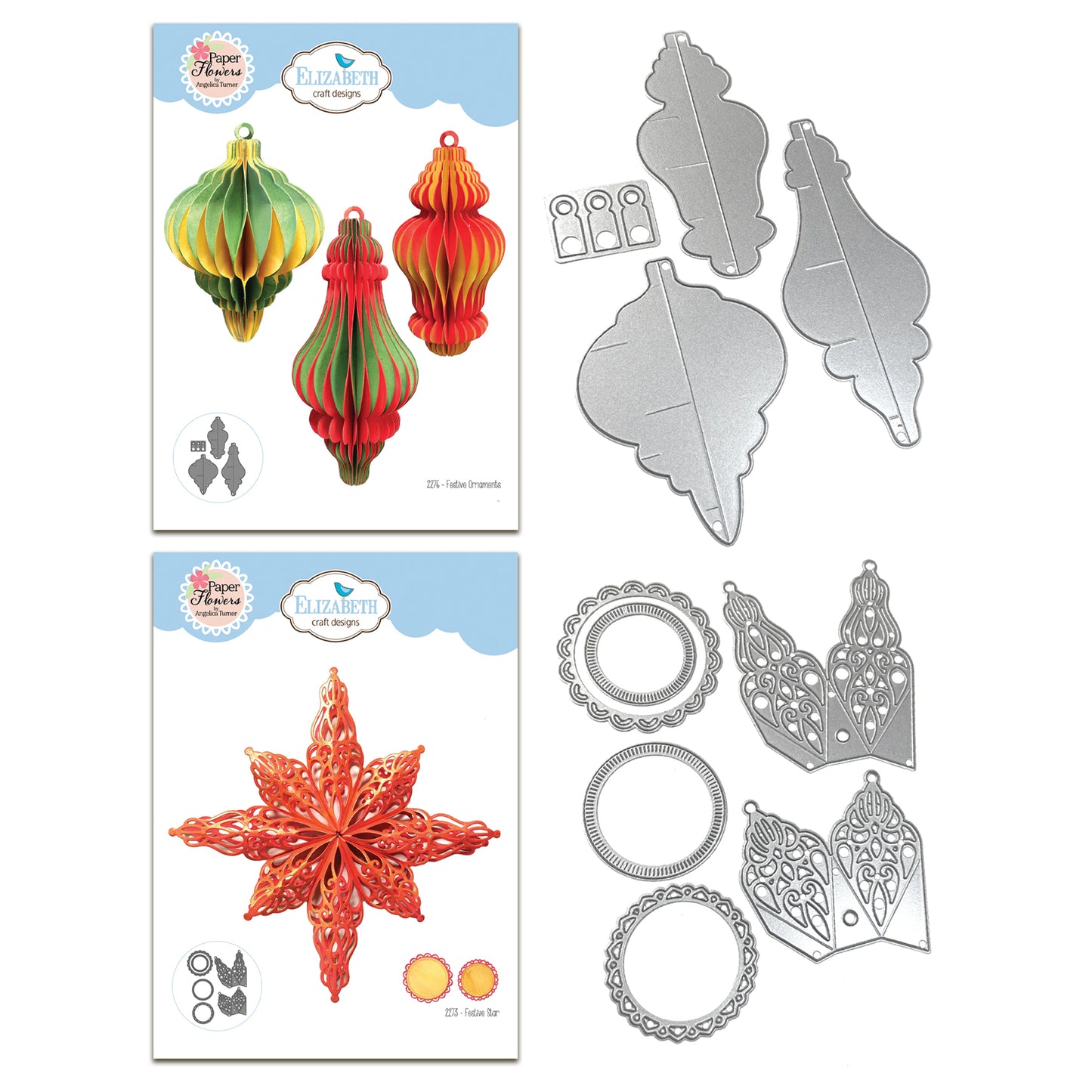 Elizabeth Craft Designs Festive Holly - Star & Ornaments Die Bundle