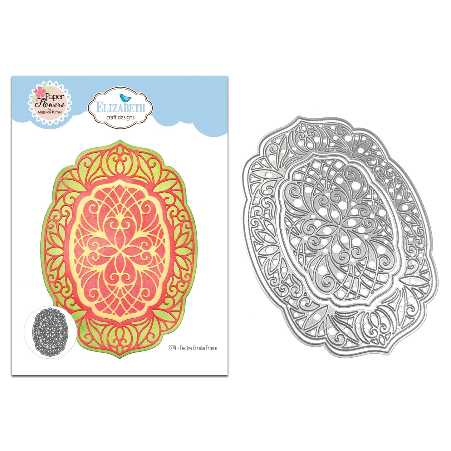 Elizabeth Craft Designs Festive Holly - Die Festive Ornate Frame