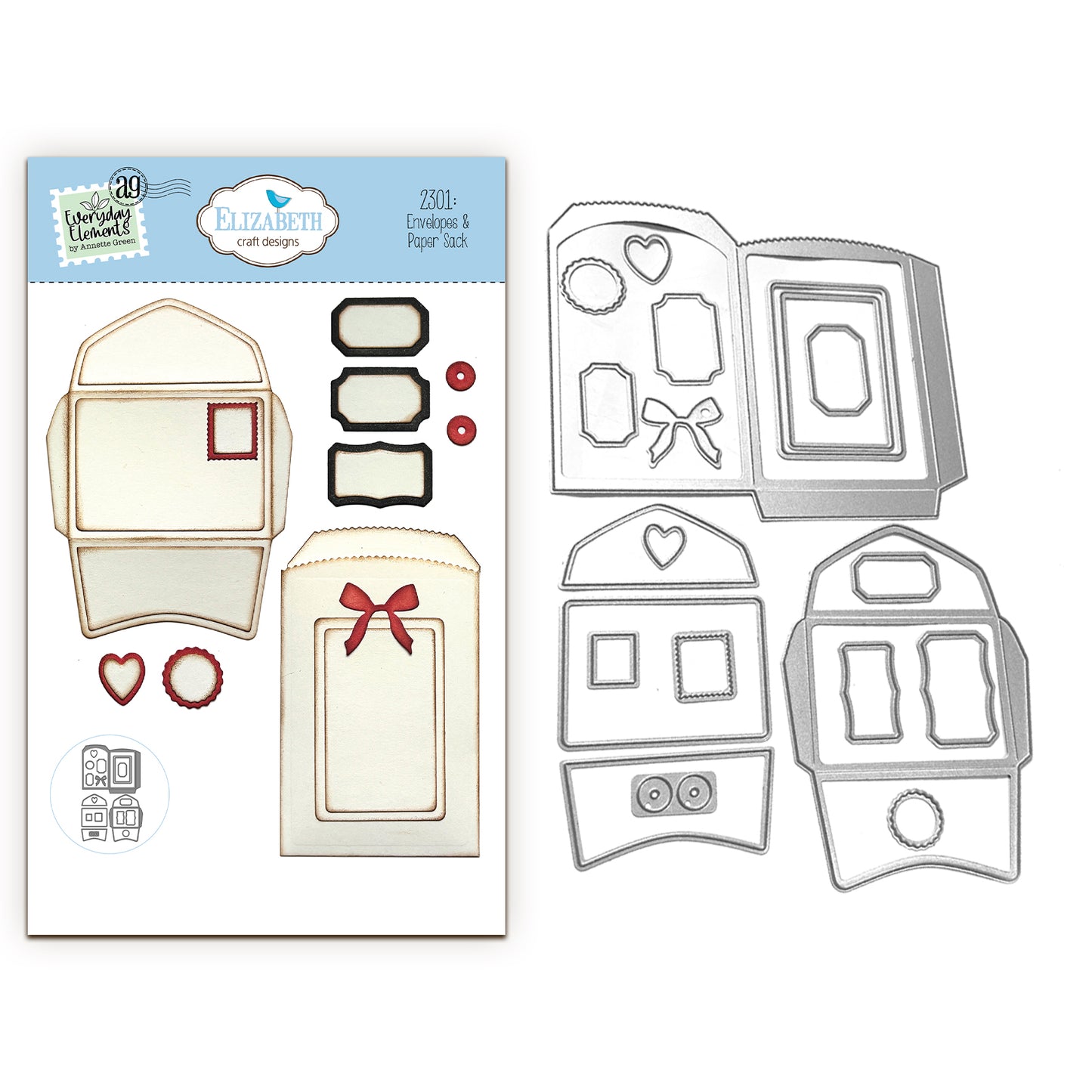 Elizabeth Craft Designs Romantic Revival - Die Envelopes & Paper Sack