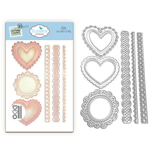 Elizabeth Craft Designs Romantic Revival - Die Lace, Heart & Doily