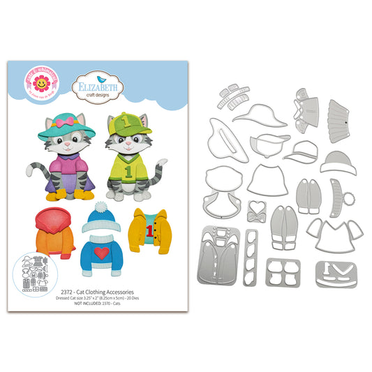 Elizabeth Craft Designs Meet the Cats Die Cat Clothing Accessories by Cute & Whimsical