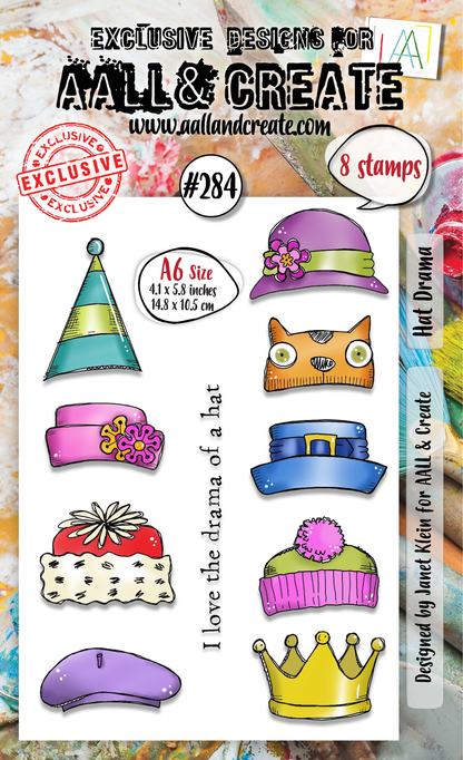 #284 - A6 Clear Stamp Set - Hat Drama