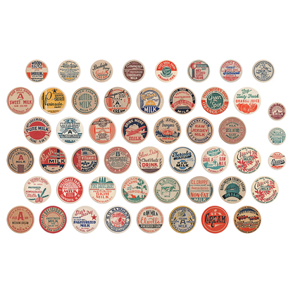 Idea-ology Tim Holtz Chipboard Milk Caps 50 Pcs - Assorted Sizes
