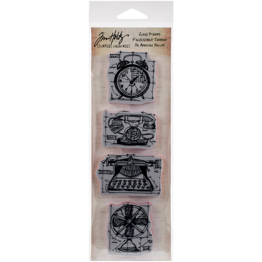 Stampers Anonymous Tim Holtz Mini Blueprints Strip Cling Stamps 3"X10" - Vintage