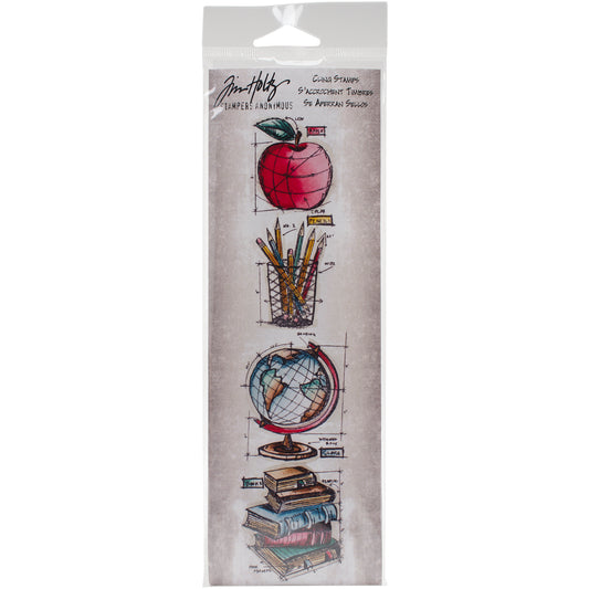 Stampers Anonymous Tim Holtz Mini Blueprints Strip Cling Stamps 3"X10" - Schoolhouse