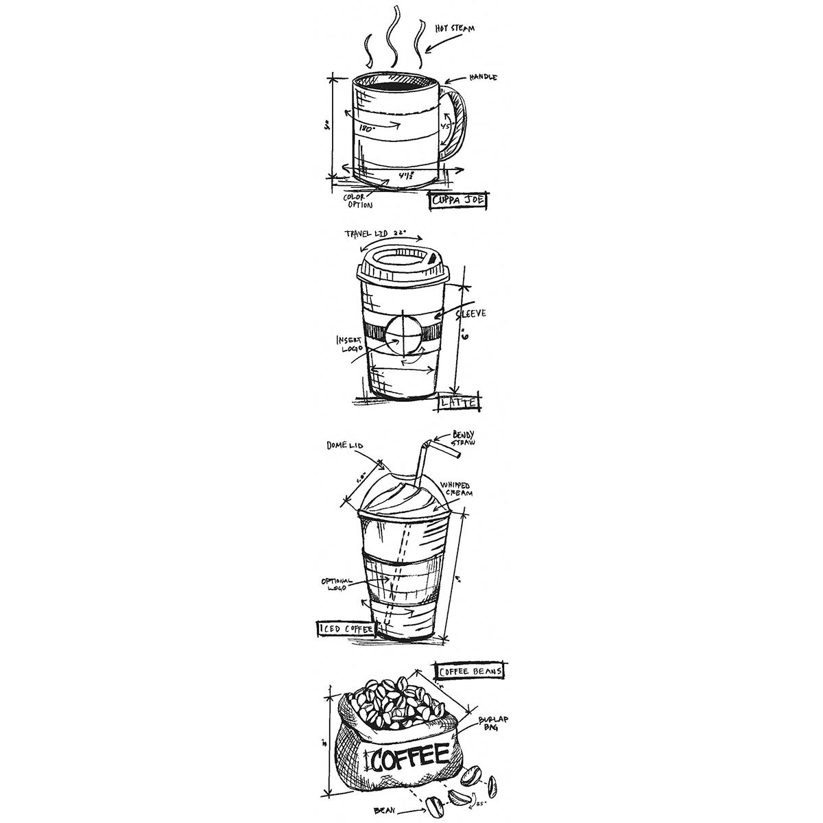 Stampers Anonymous Tim Holtz Mini Blueprints Strip Cling Stamps 3"X10" - Fresh Brewed