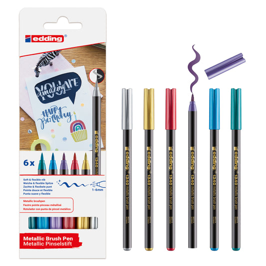 Edding e-1340 Brush Pen Metallic Set (6pcs)