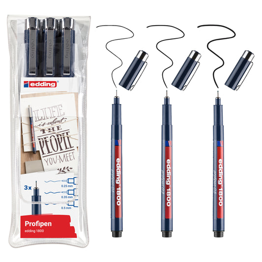 Edding e-1800 Profipen Set Black (3pcs) (4-1800-3)