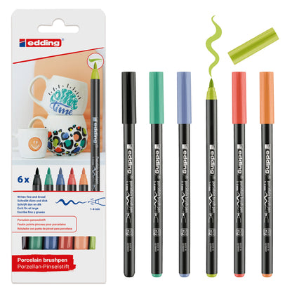 Edding e-4200 Porcelain Brush Pen Set Lively (6pcs)