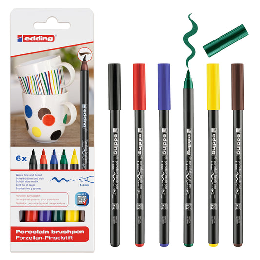 Edding e-4200 Porcelain Brush Pen Set Family (6pcs)