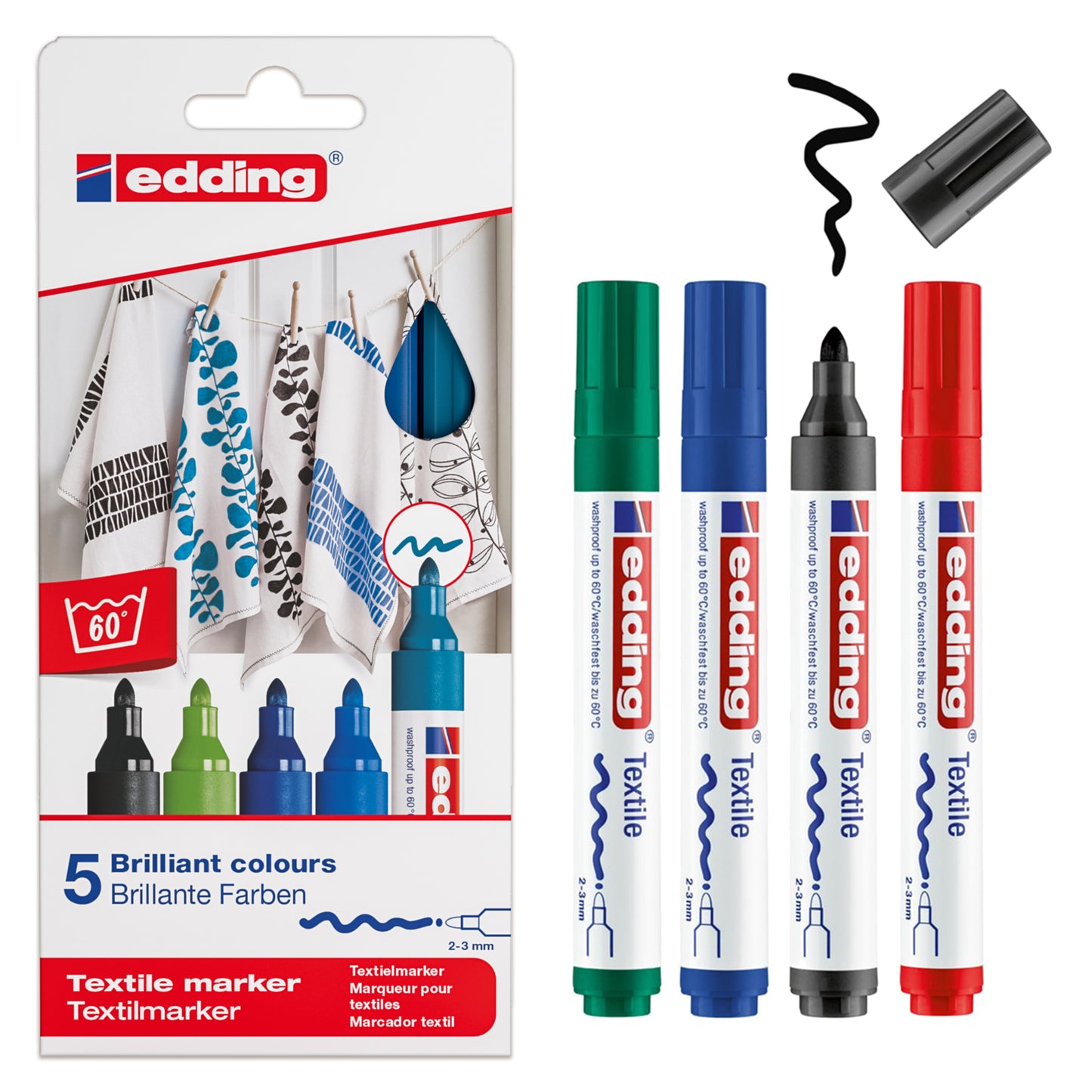 Edding e-4500 Textile Marker Set Cool Colours (5pcs)