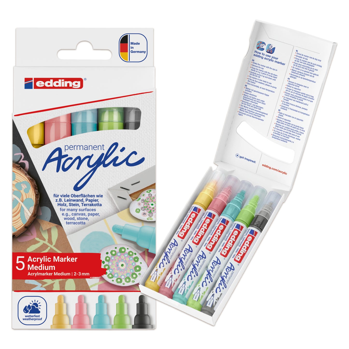Edding e-5100 Acrylic Marker Medium Set Pastel (5pcs)